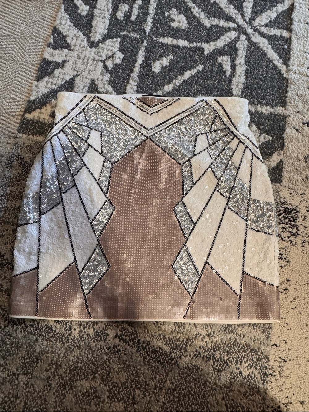 New Express Geometric Sequin Mini Skirt